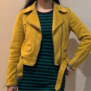Yellow Suede Biker Jacket